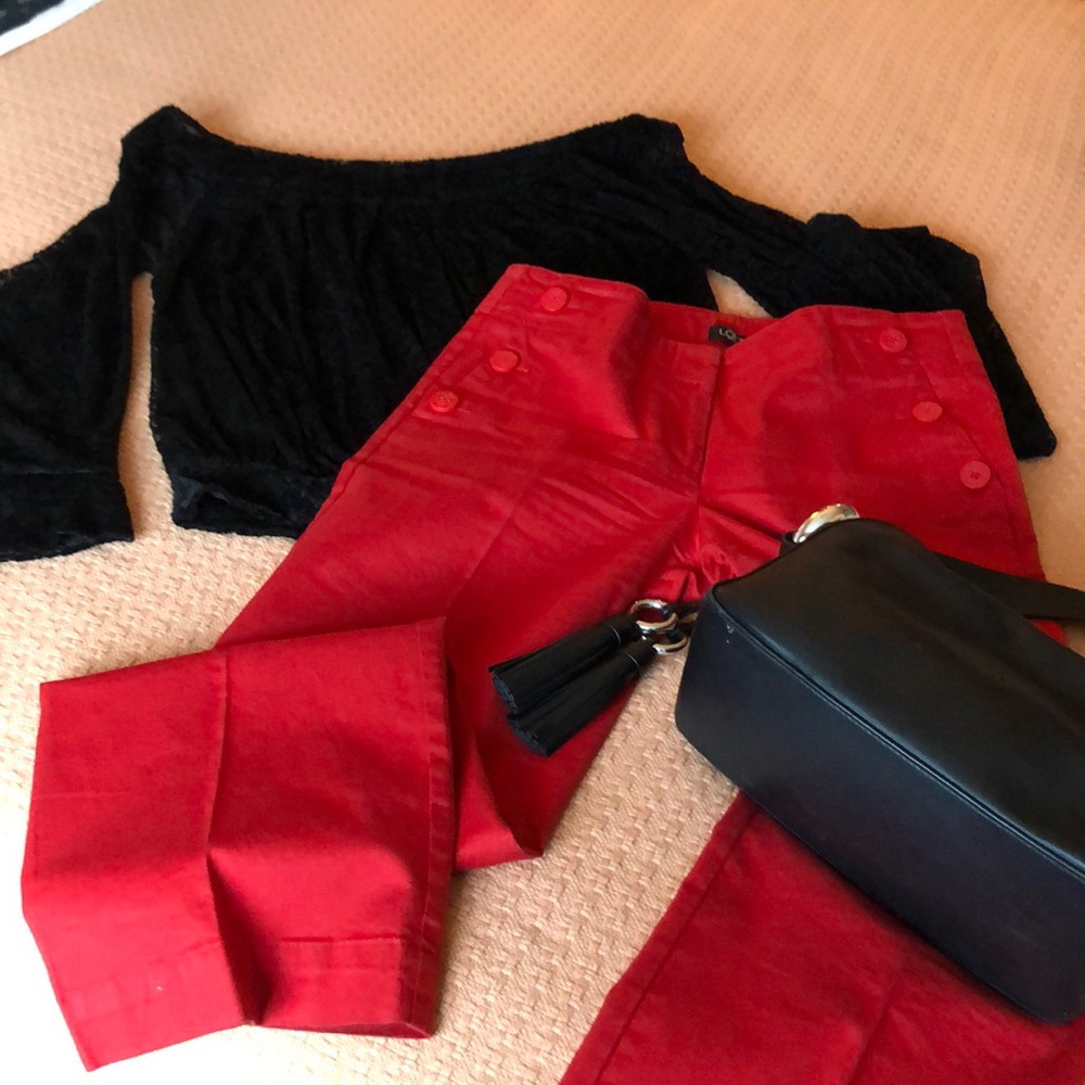 Loft 2P sailor trousers red wide leg